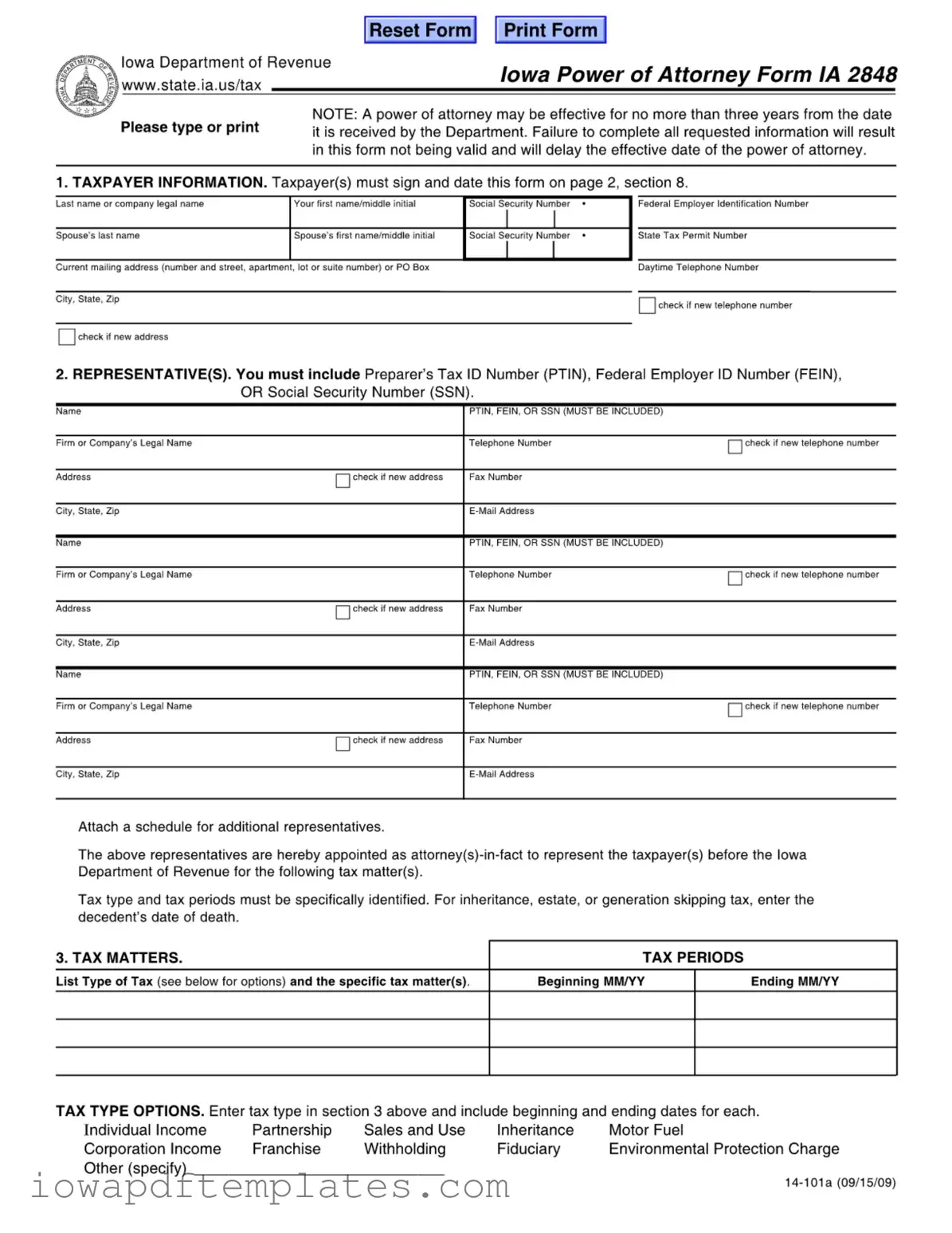 Free Iowa Ia 2848 Template