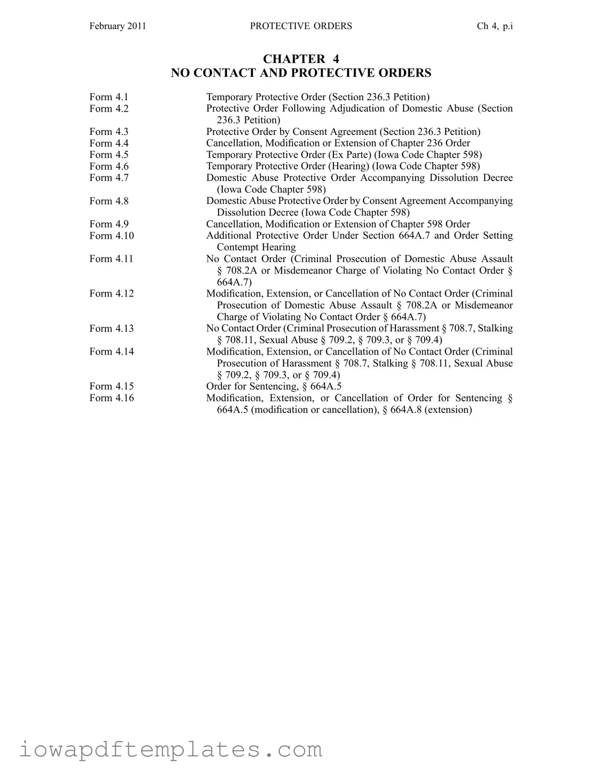 Free Iowa Protective Order Template