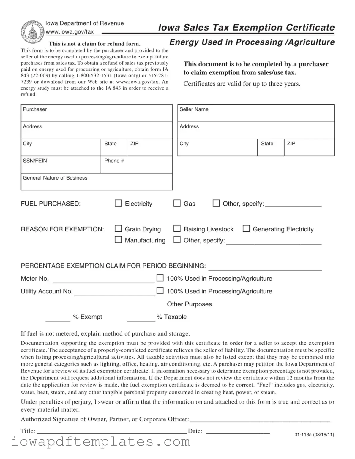 Free Iowa Resale Certificate Template