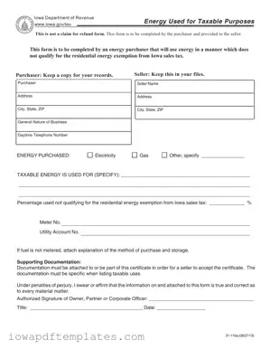 Free Iowa 31 116A Template