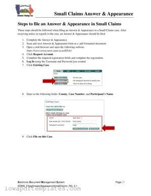Free Iowa Appearance and Answer Template