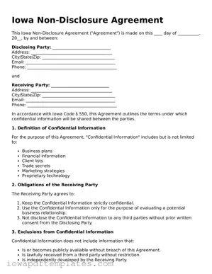 Printable Non-disclosure Agreement Document for Iowa State