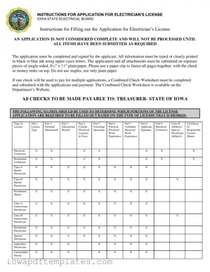 Free Iowa Electrician License Application Template