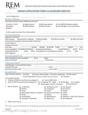 Free Rem Iowa Service Application Template